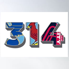 314- Area Code - Stl Sports Poster Wall Art, Modern Wall Decor, 12x18 UNFRAMED