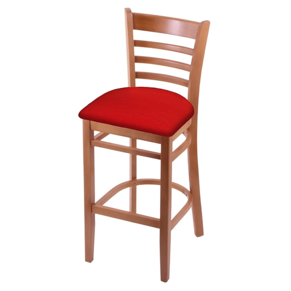 3140 30" Bar Stool with Medium Finish and Canter Red Seat