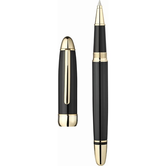 315 Luxury Rollerball Pen, with 24K Finish, Black Piano Lacquer, Luxury Grade Craftsmanship, Pen Set for Men and Women, Professional, Executive, Office, Fancy, Nice Pens