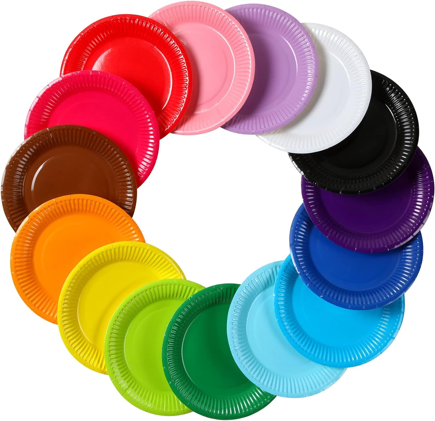 315 Pcs Colorful Paper Plates 7 Inch Disposable Party Plates for Dessert Cake Birthday Party Supplies(Classic Colors)