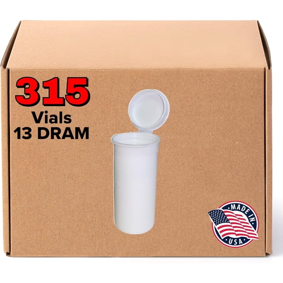 315 White 13 DRAM Pop Top Bottles - Airtight Odor Proof Containers - BPA Free Medical Grade Plastic Prescription Pop Tops