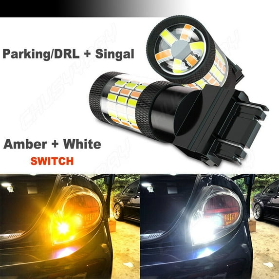 3156 3157 3057 4057 4157 T25 LED Turn Signal Light Bulb Plug&Play White/Amber Car Brake Light, Pack of 2