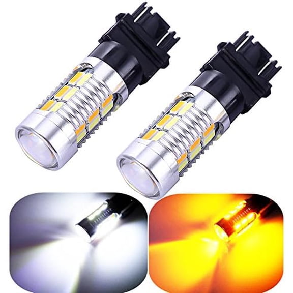 3157 3057 3357 4157 Turn Signal White Yellow Amber Switchback Led Light Bulbs 22 SMD with Projector, for Standard Socket, Not CK, Pair of 2