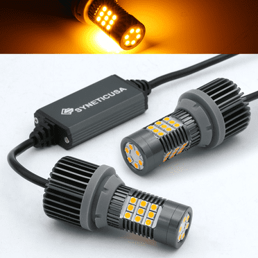 AUTOONE 3157 3156 CANBUS LED Bulbs Amber Yellow With Built-in Resistor Turn Signal 2Pcs