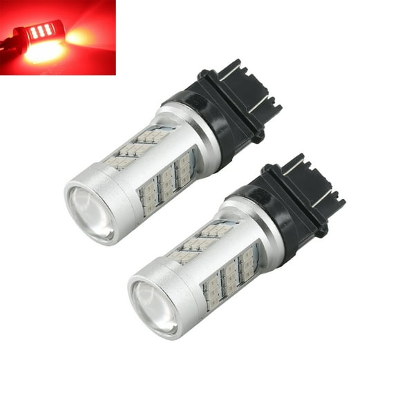 3157 Red Stop Brake 2835 Flash Strobe Rear Alert Safety 33-LED Light Bulbs (3157, Red)