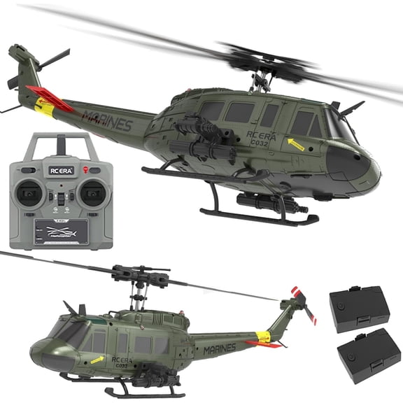 315MM UH-1 Remote Control Helicopter Aircraft for Adults Expert 6CH C032 RC Heli Maintain Altitude Brushless Motor/Optical Flow Positioning/Fly Upside Down 3D Rolling (RTF 2Battery)
