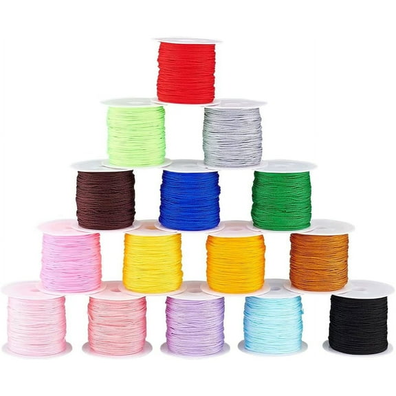 315yards Nylon Beading String 0.8mm Bracelet String Thread 15 Colors Chinese Knotting Cord Blinds String DIY for Jewelry Making Kumihimo Macrame Friendship Bracelets Christmas Ornament