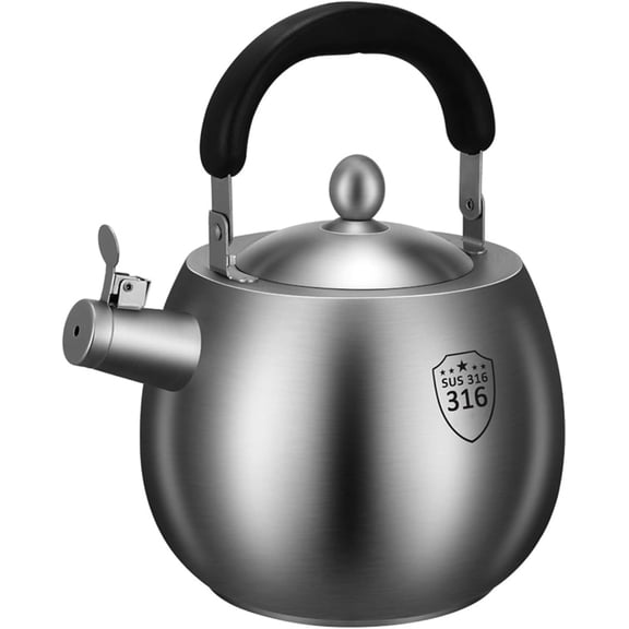 316 Food Grade Stainless Steel Tea Kettle Stovetop, Heavy Duty 4.2 Quart Teakettle, Whistling Teapot for Stove Top, Tea Pot with Ergonomic Handle for Gas, Induction, Electric Stovetops
