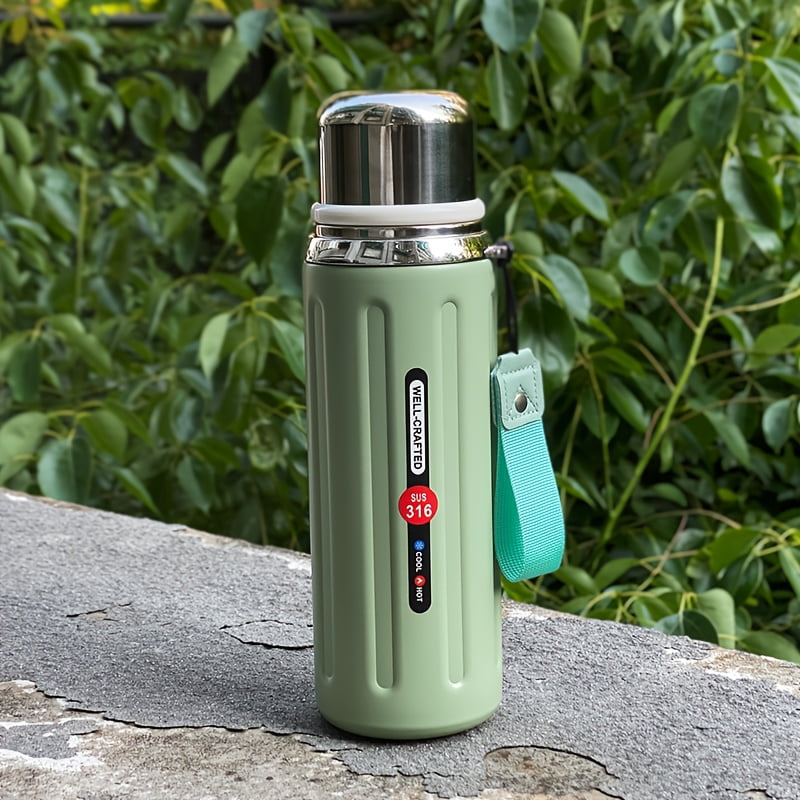 316 Insulated Water Bottle Double-Wall Vacuum Insulated Reusable Cup with Leak-Proof Flip-Top Lid & Strap for Outdoor Gym