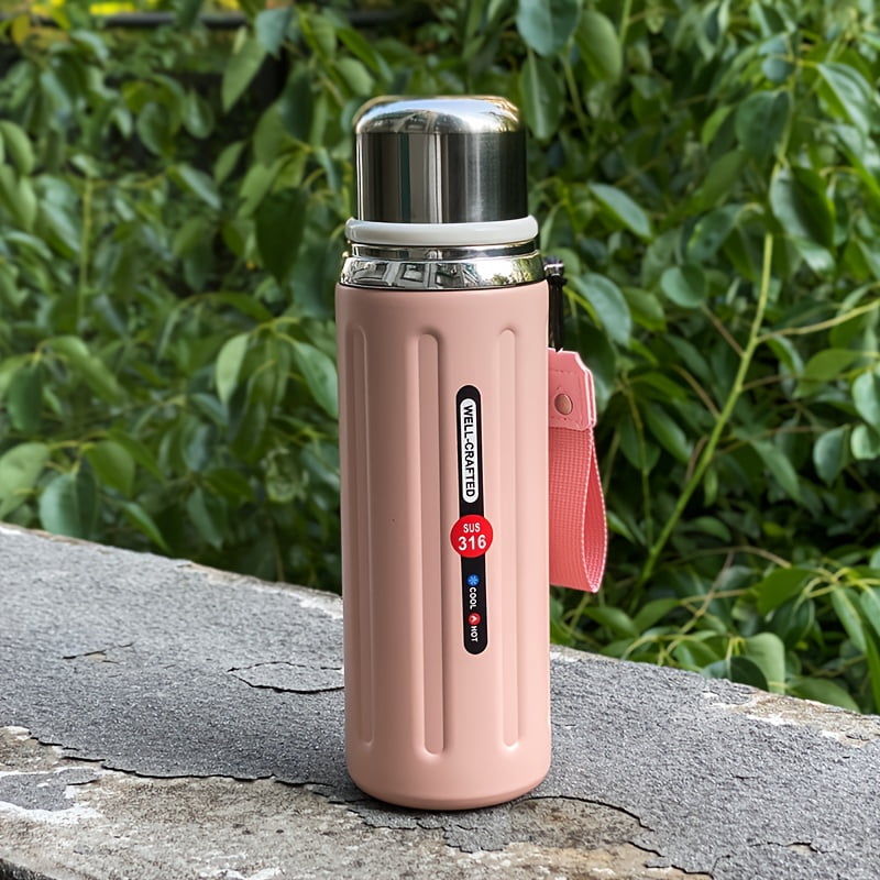 316 Insulated Water Bottle Double-Wall Vacuum Insulated Reusable Cup with Leak-Proof Flip-Top Lid & Strap for Outdoor Gym