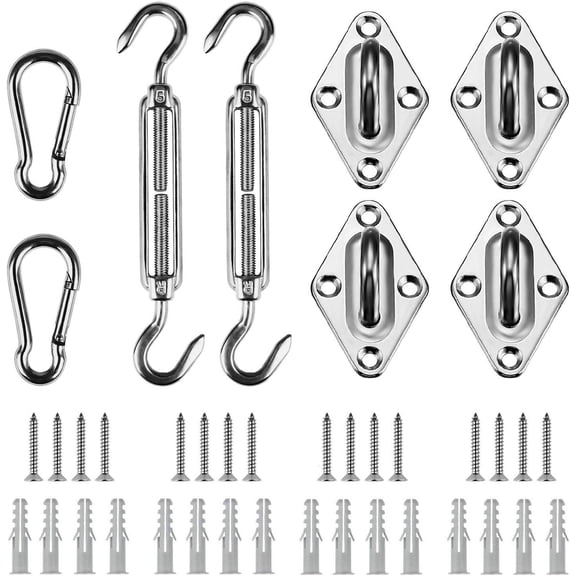 316 Marine Grade Shade Sail Hardware Kit 5 inch for Rectangle and Square Sun Shade Sails Installation, 24 Pcs B