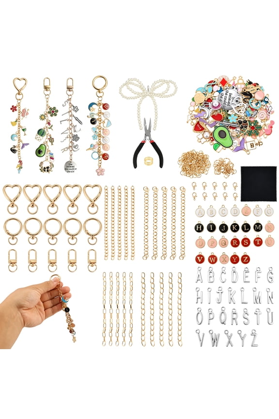 316 Pieces DIY Key Chain Pendant Keychain Set Including 117 Charm 15 Key Ring Clip 20 Extension Chain 150 Jump Ring Jewellery Pliers and More