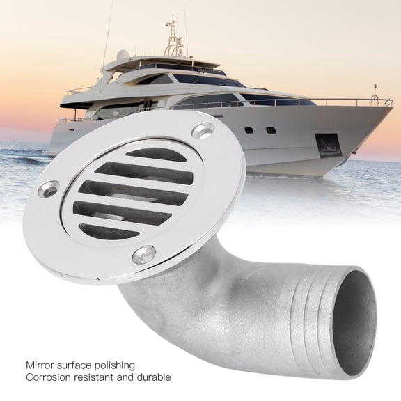 316 Stainless Steel Boat Deck Floor Drain with Removable Cover, 1.38 Inch Inner Diameter for Yacht and Marine Water Removal