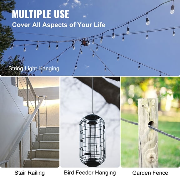 316 Stainless Steel Cable 1/8" 1x19 Steel Cable Wire Rope 150M/500FT Cable Railing Transport Wire Rope Cable for Railing Decking DIY Balustrade(150M)