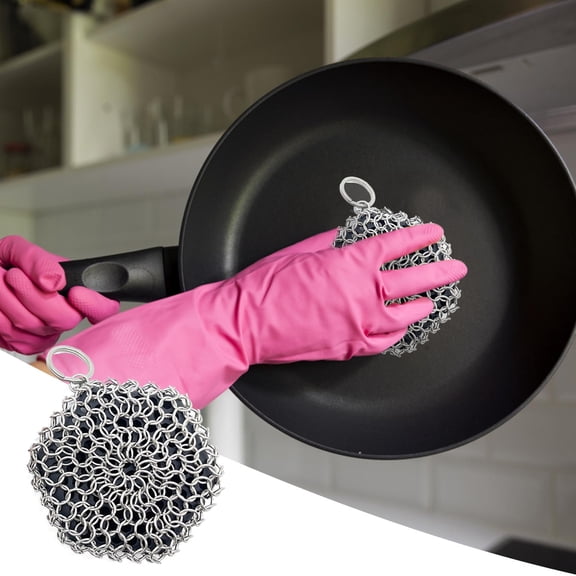 316 Stainless Steel Cast Iron Cleaner Chainmail Scrubber, Quick Efficient Pot Cleaning Mesh, Rust Proof Reusable Scrub Pad for Skillet Wok Grill Pan Faucet Kitchen Cookware