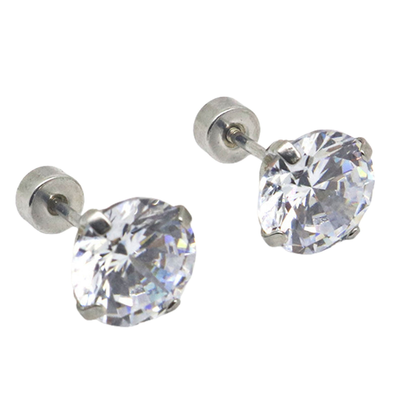316 Stainless Steel Four Inset Zircon Small Earrings Titanium Steel Ear
