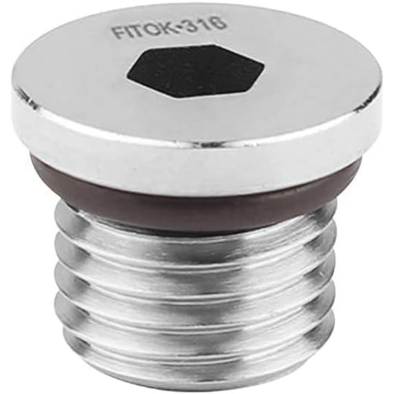 316 Stainless Steel Hollow Hex Pipe Plug with O-Ring 3/4-16 Male SAE/MS Straight Thread