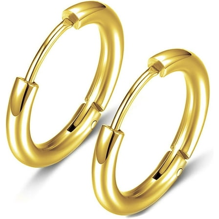 316 Stainless Steel Huggie Hoop Earrings, 10mm/12mm, Hypoallergenic, Lightweight