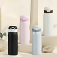 thumbnail image 1 of 316 Stainless Steel Insulated Travel Cup | Double Wall Thermos Bottle with Flip-Up Lid & Straw | Leakproof Portable Matte Finish | 490mL | Pink Gray Black White, 1 of 6