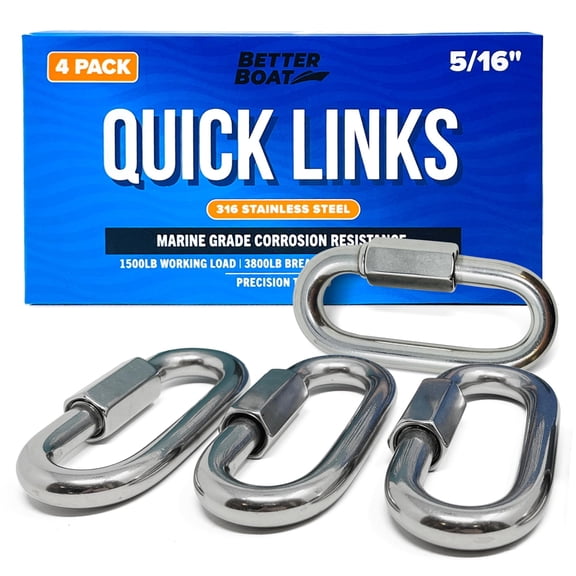 Better Boat 316 Stainless Steel Quick Link Chain Connector, 5/16-inch, 4-Pack