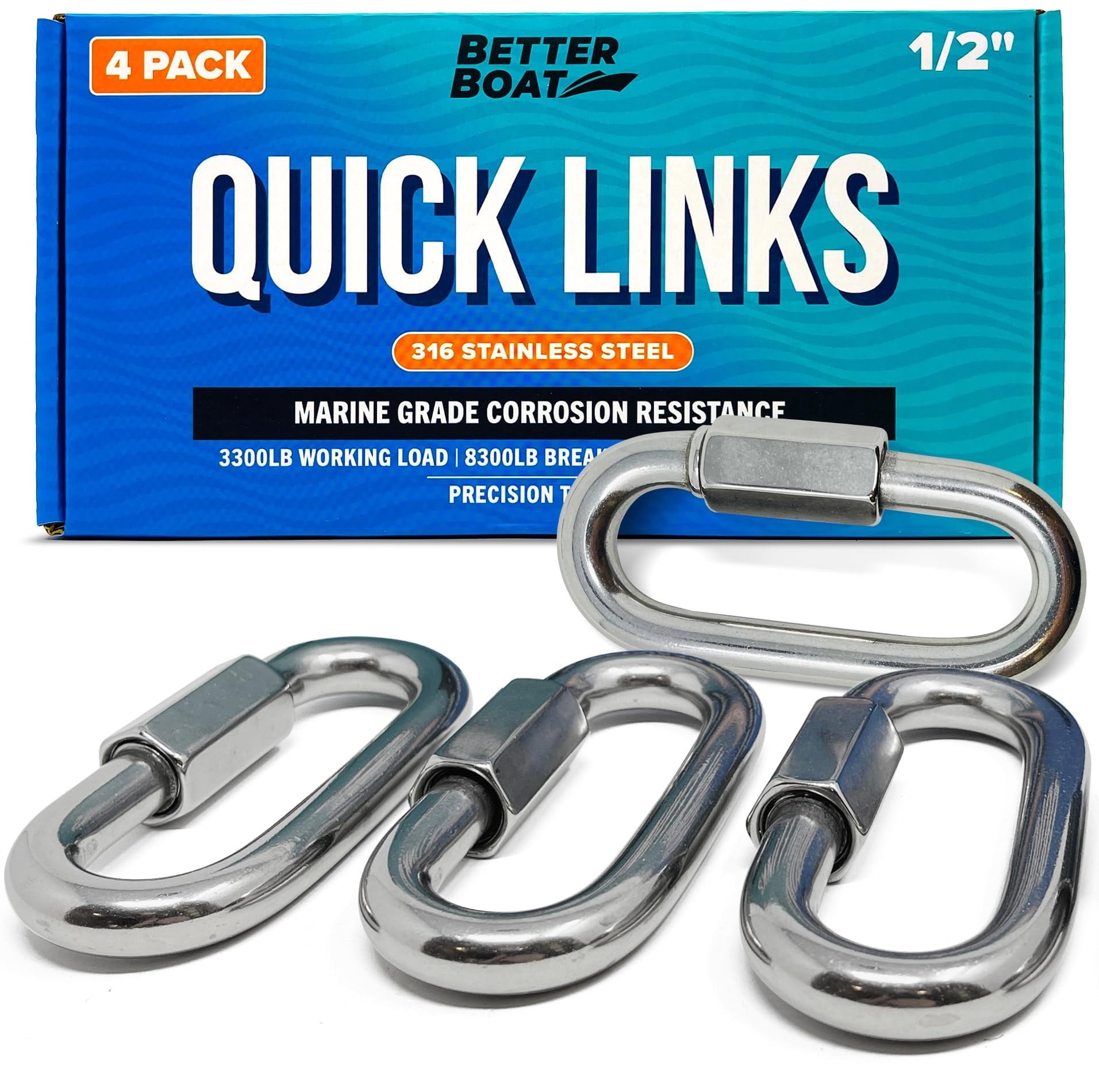 Better Boat 316 Stainless Steel D-Shape Threaded Quick Link Connectors ...