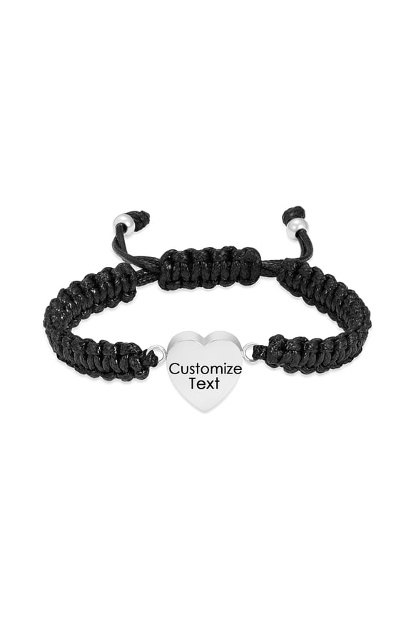 316 Stainless Steel Love Heart Urn Locket Adjustable Braided Rope Bracelet Cremation Jewelry for Ashes Keepsake
