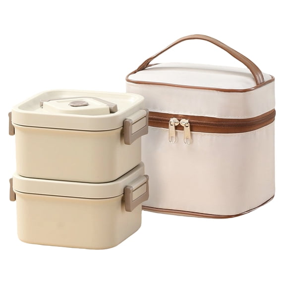 316 Stainless Steel Lunch Box Insulated Multi Layer Square Bento Box 23.7oz 700ML Capacity Portable Food Container with Thermal Bag Spoon and Chopsticks for Work Use