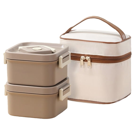 316 Stainless Steel Lunch Box Insulated Multi Layer Square Bento Box 23.7oz 700ML Capacity Portable Food Container with Thermal Bag Spoon and Chopsticks for Work Use