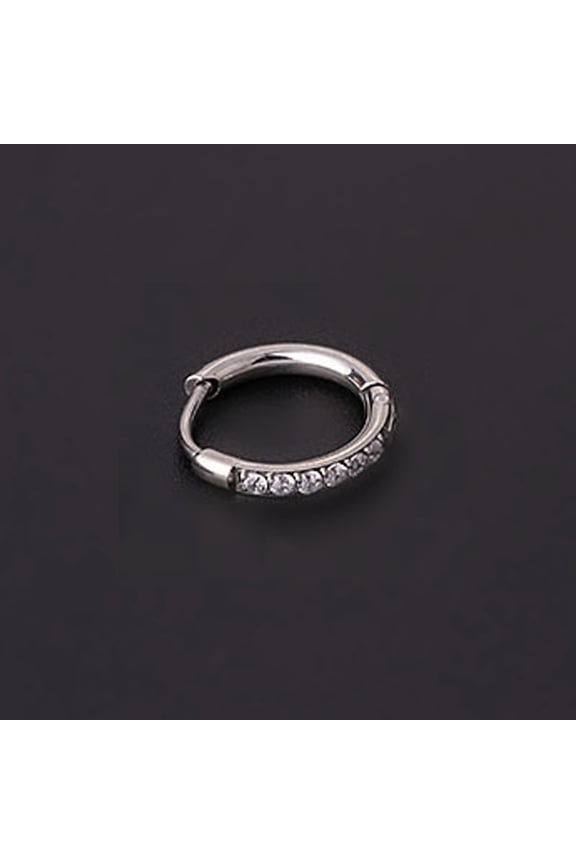 316 Stainless Steel Micro Pave Clear Cubic Zirconia Hoop Cartilage Earrings Ring Stainless Steel color 11.3mm Inner Diameter: 8mm