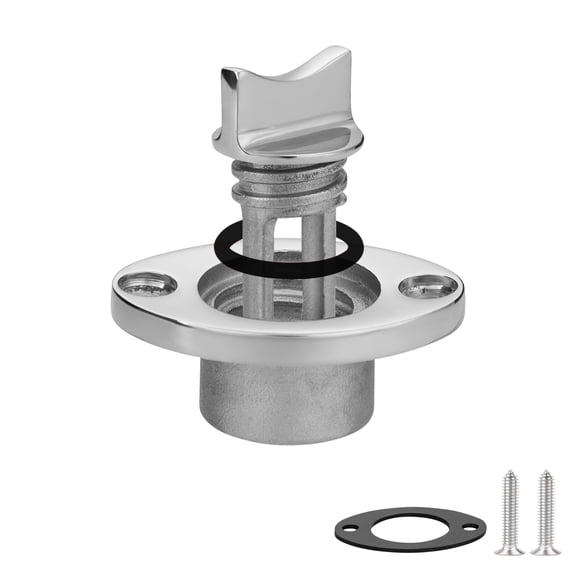 316 Stainless Steel Oval Boat Drain Plug Kit Fits 1" Hole and 3/4" Thread, Includes Waterproof Black O-Ring and Rubber Gasket