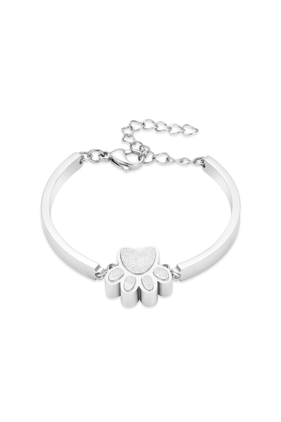 316 Stainless Steel Paw Print Urn Locket Adjustable Bangel Funeral Urn Bracelet Pet Memorial Cremation Jewelry for Dog Cat Ashes Keepsake