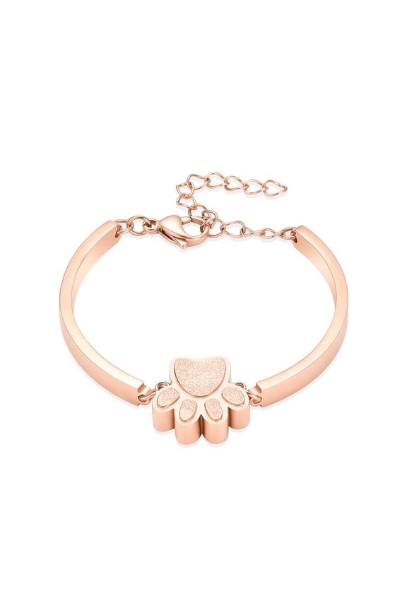 316 Stainless Steel Paw Print Urn Locket Adjustable Bangel Funeral Urn Bracelet Pet Memorial Cremation Jewelry for Dog Cat Ashes Keepsake