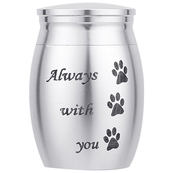 316 Stainless Steel Pet Cinerary Casket Column with Paw Print Pattern Silver 40x30mm