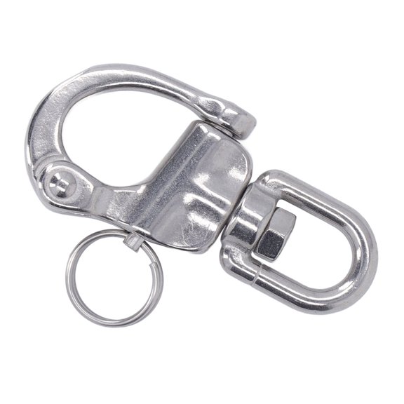 316 Stainless Steel Quick Release Snap Shackle with 360 Degree Rotation and Spring Loaded Pin for Spinnaker Halyard
