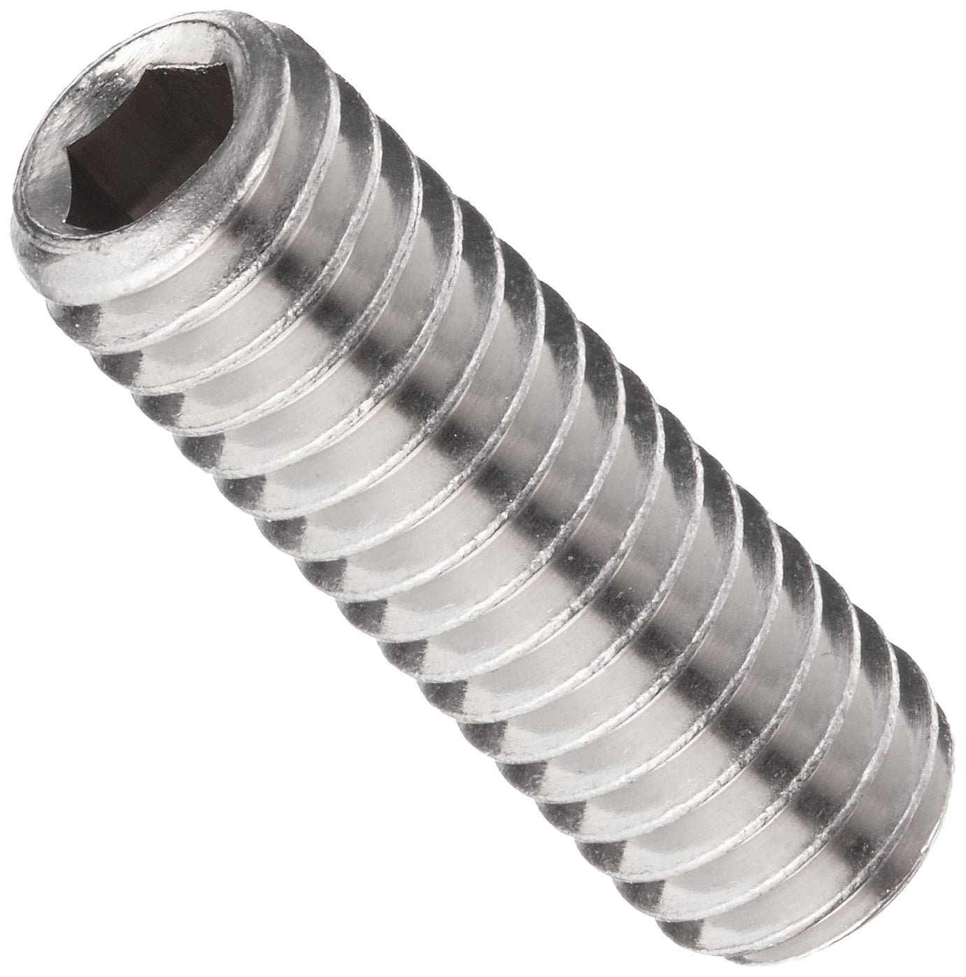 316 Stainless Steel Set Screw, Hex Socket Drive, Cup Point, Meets ASME