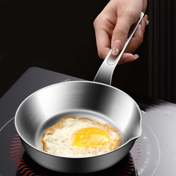 316 Stainless Steel Small Frying Egg Pan, Multi Layer Bottom for Butter Melting Omelet Cooking, Compatible with Induction Stoves