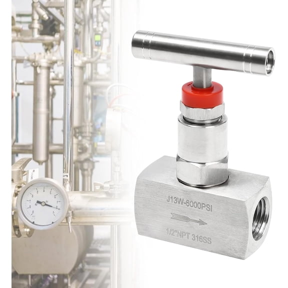 316 Stainless Steel Straight Needle Valve - 1/2" NPT Female Connection, 6000 PSI, Industrial Hydraulic Flow Control Valve - Corrosion Resistant, High Precision