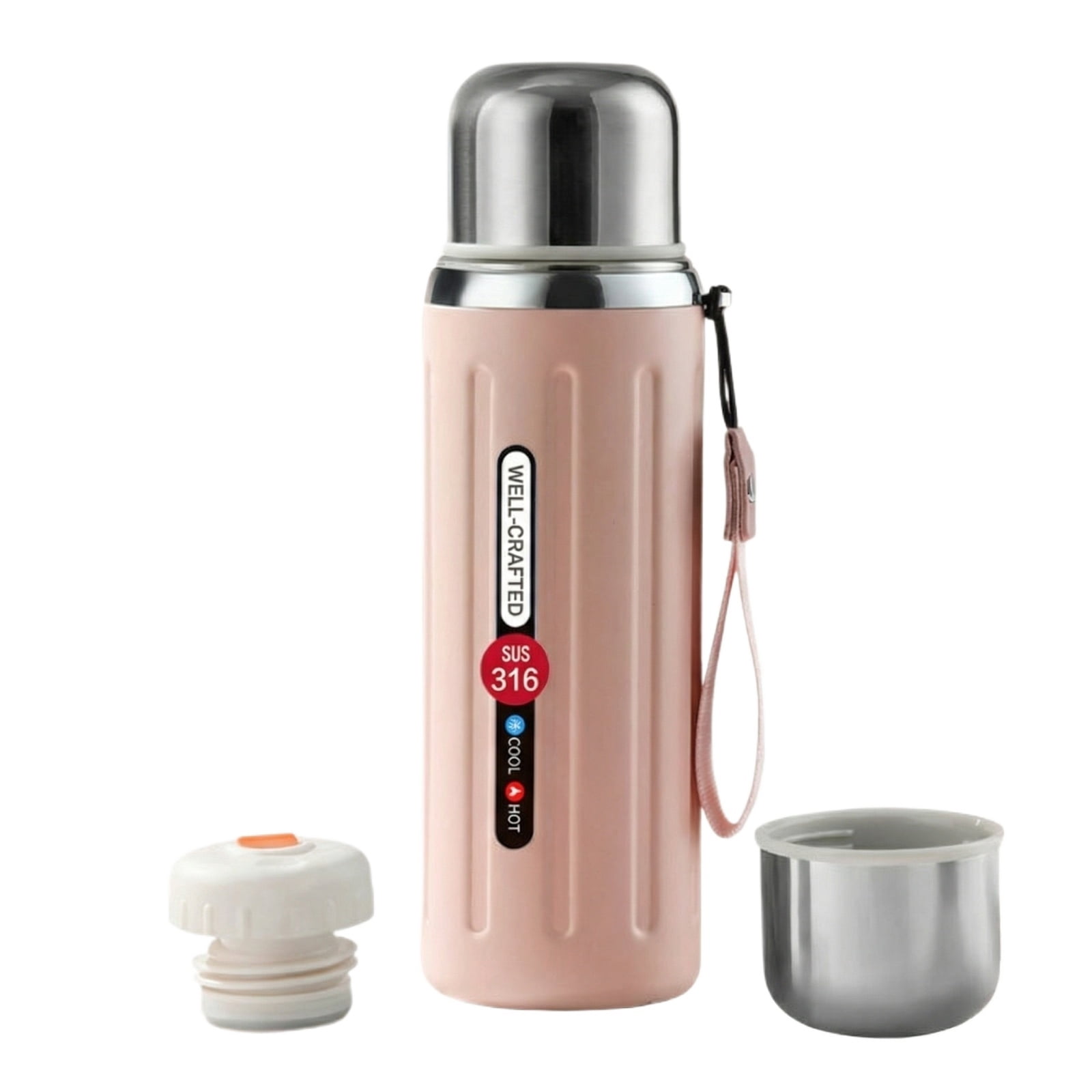 316 Stainless Steel Water Bottle, Insulated Stainless Steel Water Bottle, 27Oz, Leak Proof, Tea Infuser, Portable Travel Sports, Pink, Carrying Strap, 1 Pc