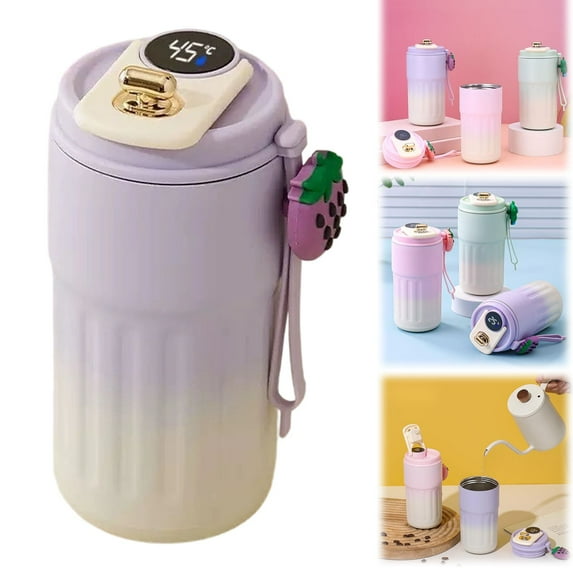 316 Stainless Travel Mug With Temperature Display 450Ml Portable Insulated Tumbler Intelligent Temperature Display Thermal Mug Car Mounted Design For Hot Cold Beverages