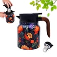 thumbnail image 1 of 316 Stainless Vintage Floral Pattern Tea Pot with Infusers, 1000ml Thermal Carafe with Lid for Hot Drinks(orange), 1 of 4