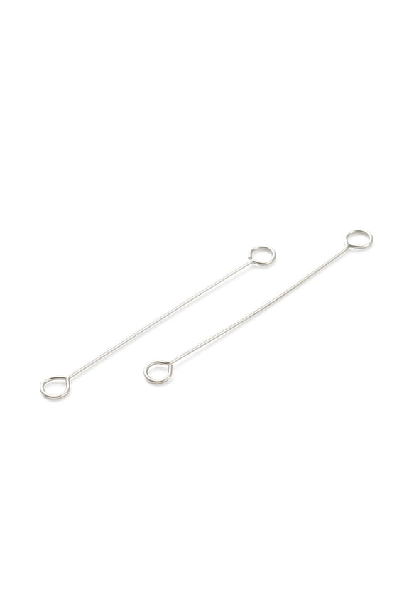 316 Surgical Stainless Steel 50 pc Non-Tarnish 316 Surgical Stainless Steel Eye Pins Double Sided Eye Pins Stainless Steel color 25x2.5x0.4mm Hole: 1.4mm