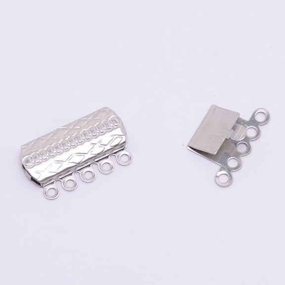 316 Surgical Stainless Steel Box Clasps Multi-Strand Clasps 5-Strands 10 Holes Rectangle Stainless Steel Color 19.5x14.5x3mm Hole: 1.7mm