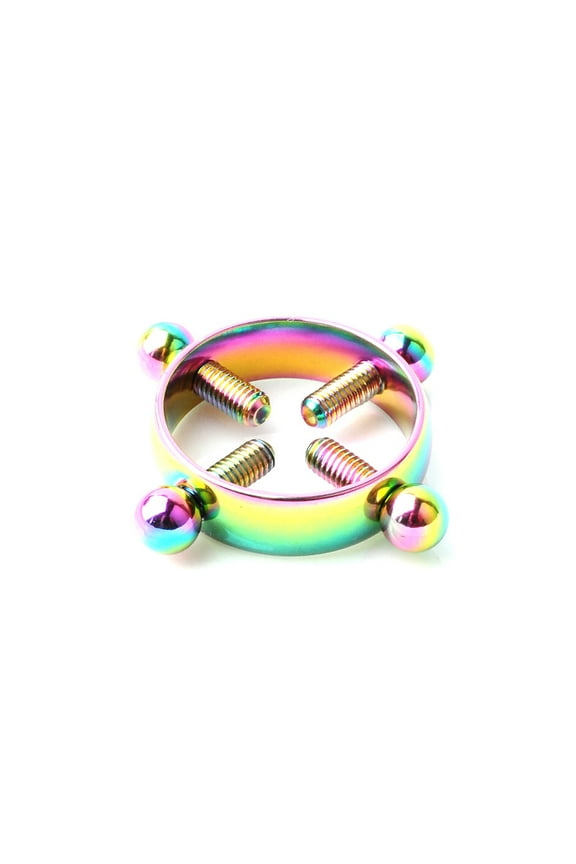 316 Surgical Stainless Steel Clip On Non Piercing Nipple Rings Rainbow color 21x5mm 316 Surgical Stainless Steel