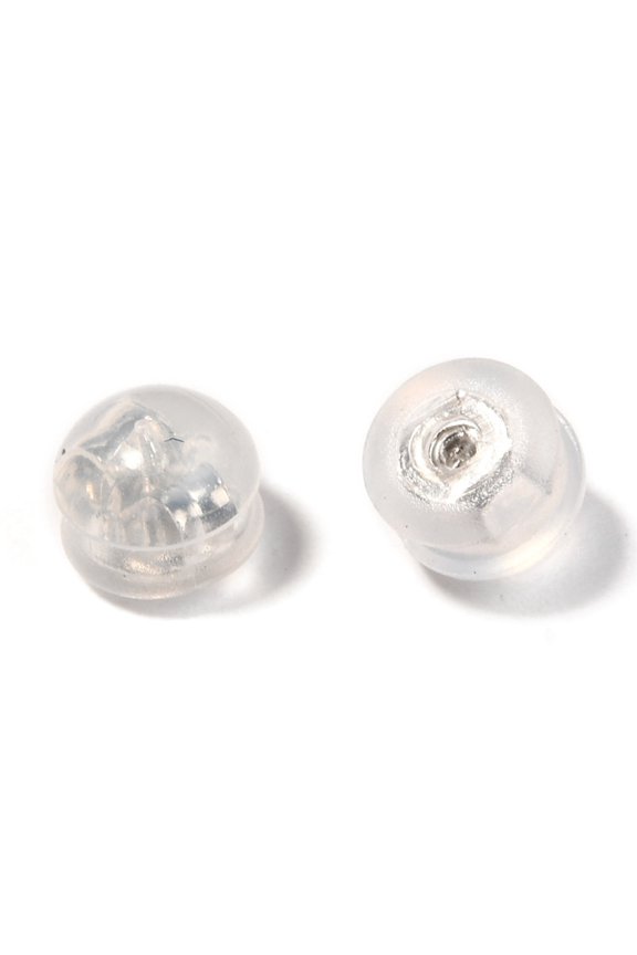 316 Surgical Stainless Steel Ear Nuts with TPE Plastic Findings Earring Backs Half Round/Dome Stainless Steel Color 4.5x5mm Gray