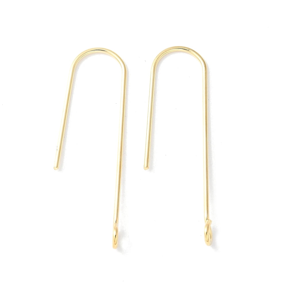 316 Surgical Stainless Steel Earring Hooks Ear Wire with Horizontal Loop Real 18K Gold Plated 31mm Hole: 1.8mm Pin: 0.8mm