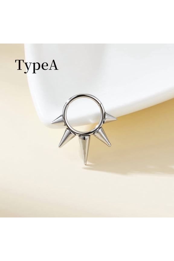 316 Surgical Stainless Steel Spike Hoop Nose Rings Cone Stainless Steel Color 10mm Pin: 1.2mm