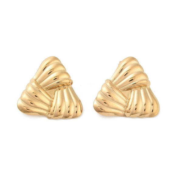 316 Surgical Stainless Steel Stud Earrings for Women Real 18K Gold Plated Triangle 29x29.5mm