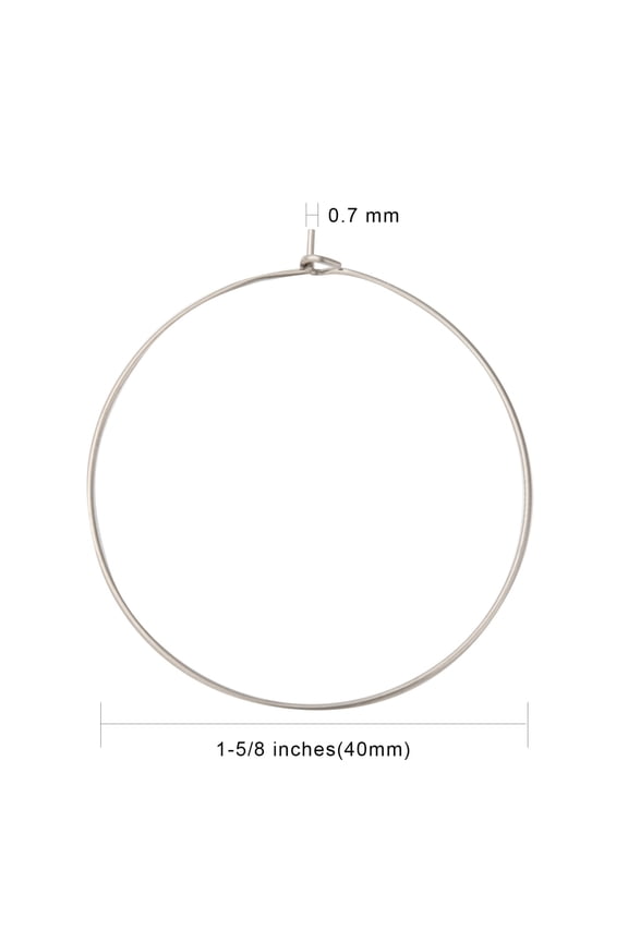 316 Surgical Stainless Steel Wine Glass Charms Rings Hoop Earring Findings DIY Material for Basketball Wives Hoop Earrings Stainless Steel color 45x40x0.7mm 21 Gauge