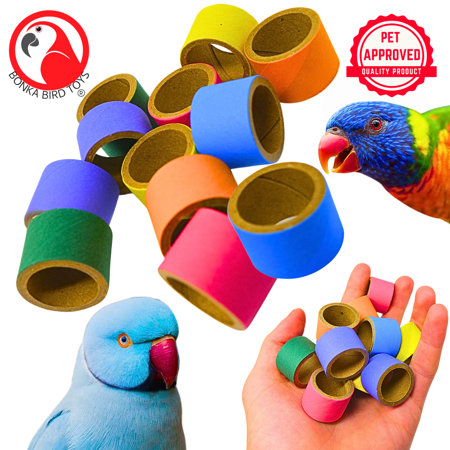 Bonka Bird Toys 3160 12pk 1-Inch Ring Bagel Craft Part Foot Talon Parrot Cage