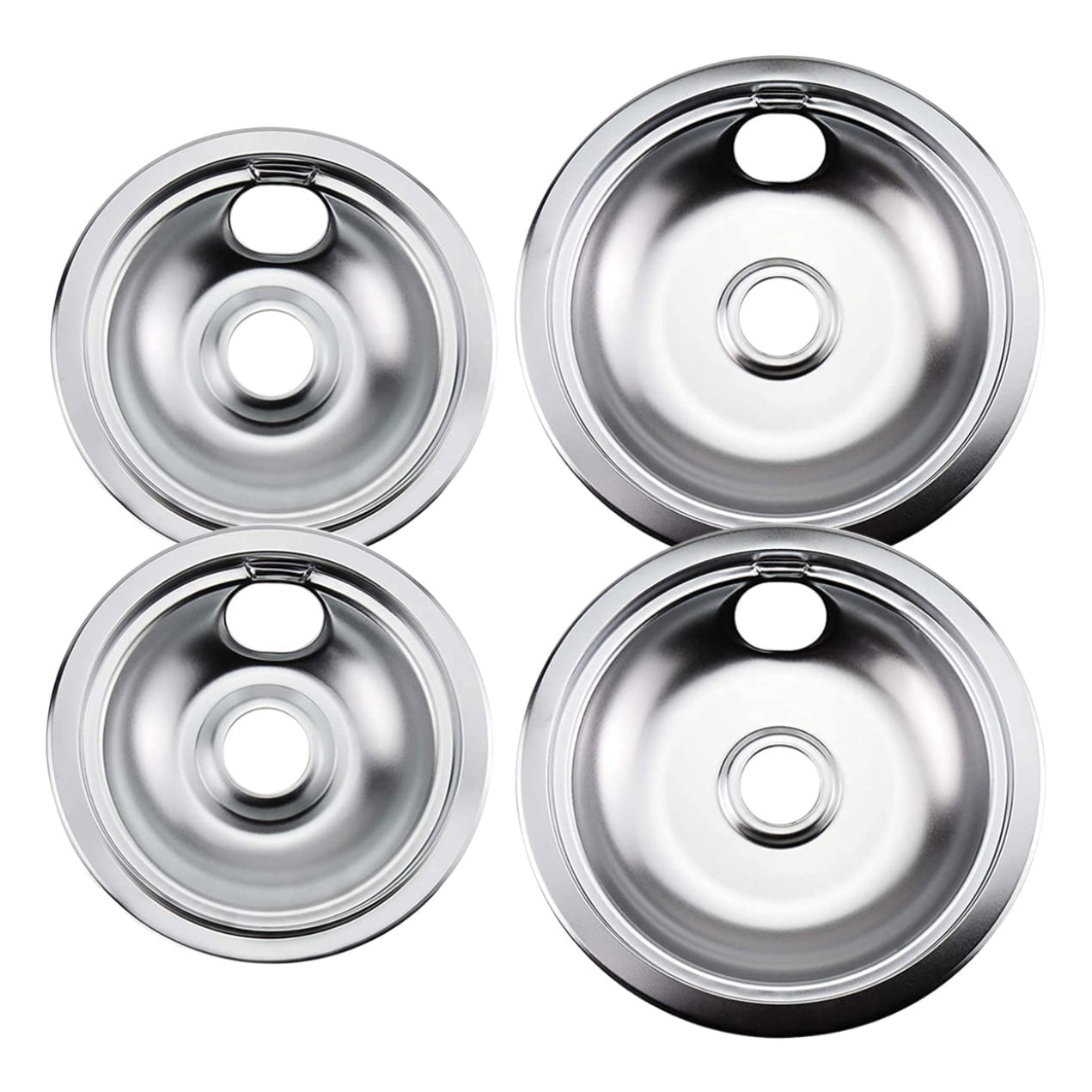 316048413 and 316048414 Replacement Chrome Drip Pans for Frigidaire Kenmore - Includes Two 6-Inch and Two 8-Inch Pans (4 Pack)